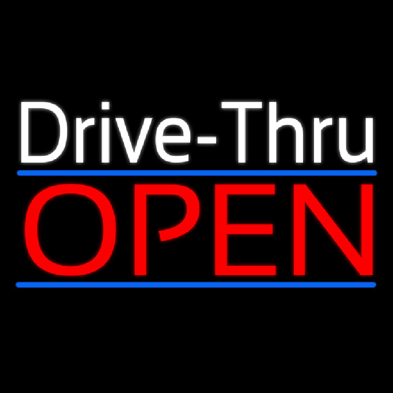 Custom White Drive Thru Red Open Neon Sign USA