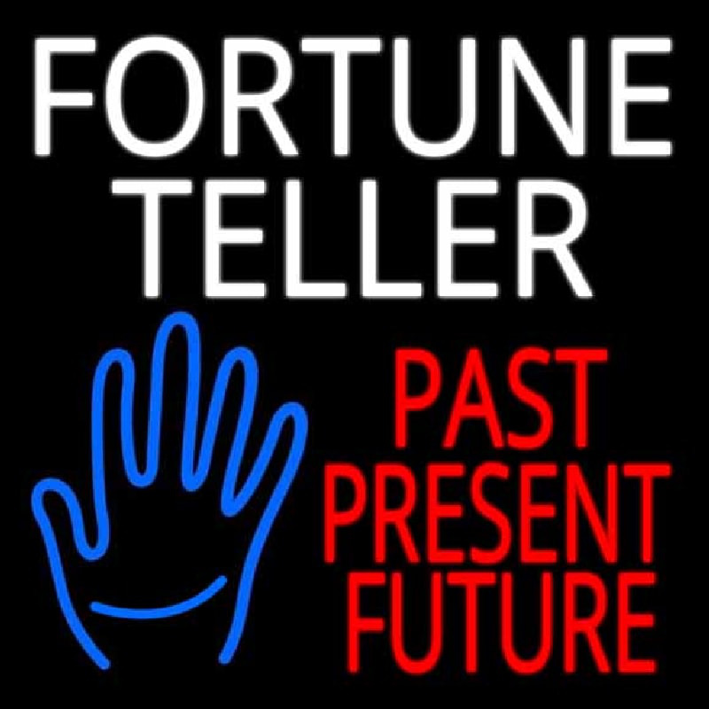 Custom White Fortune Teller With Blue Palm Neon Sign USA