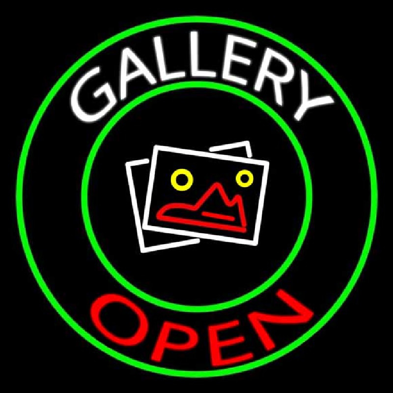 Custom White Gallery Red Open Neon Sign USA