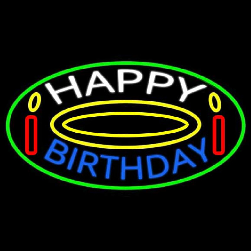 Custom White Happy Blue Birthday Neon Sign USA