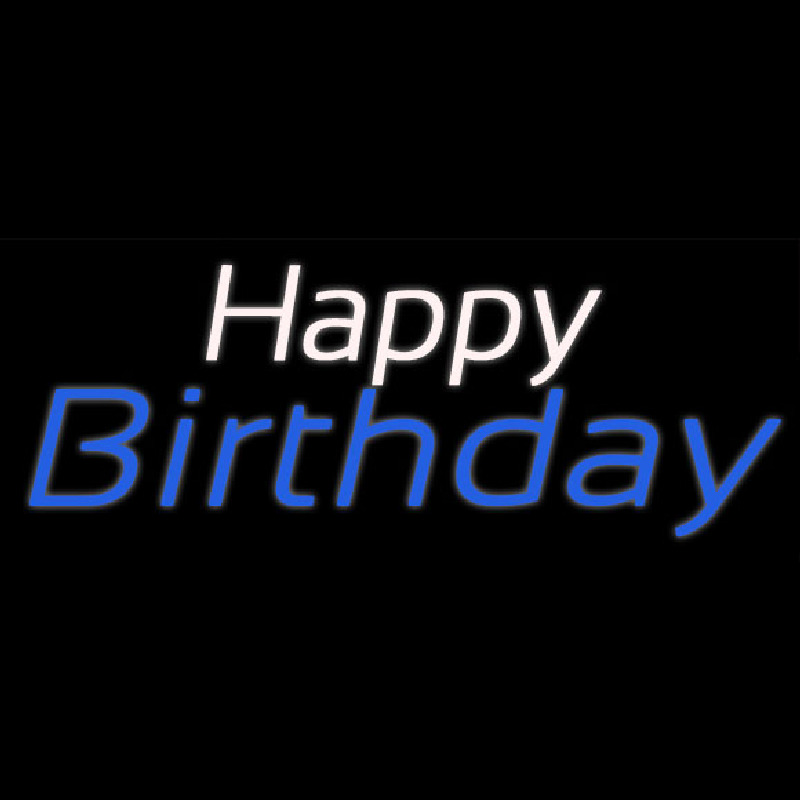 Custom White Happy Blue Birthday Neon Sign USA