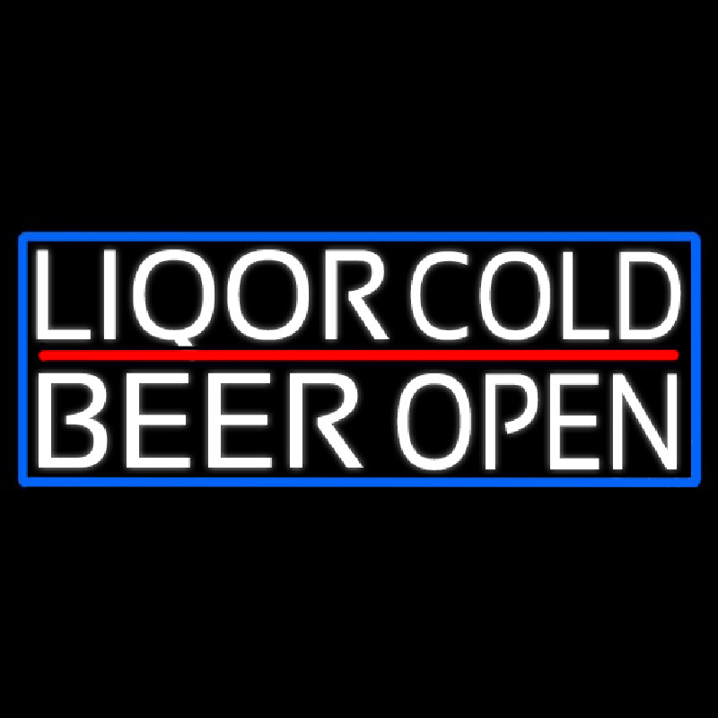 Custom White Liquors Cold Beer With Blue Border Neon Sign USA