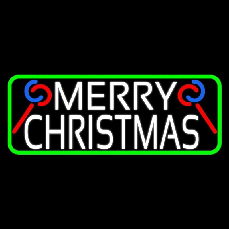 Custom White Merry Christmas With Candy Stick Neon Sign USA