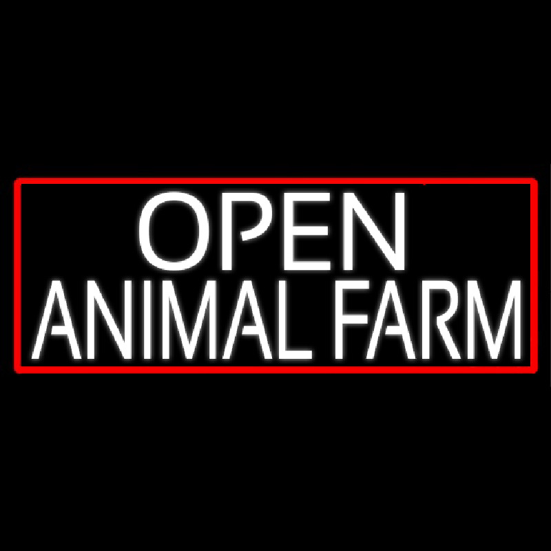 Custom White Open Animal Farm With Red Border Neon Sign USA
