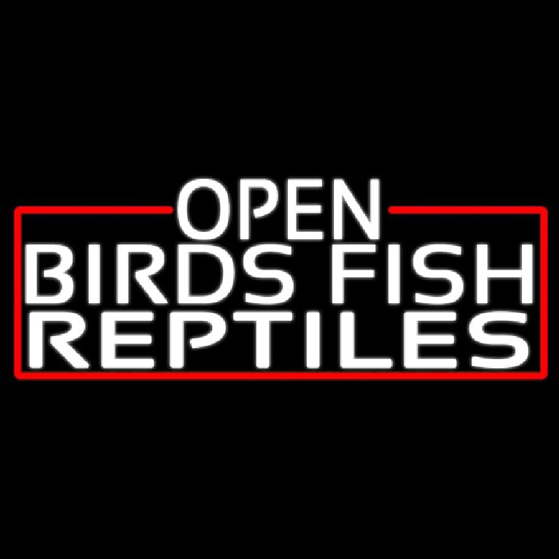 Custom White Open Birds Fish Reptiles With Red Border Neon Sign USA