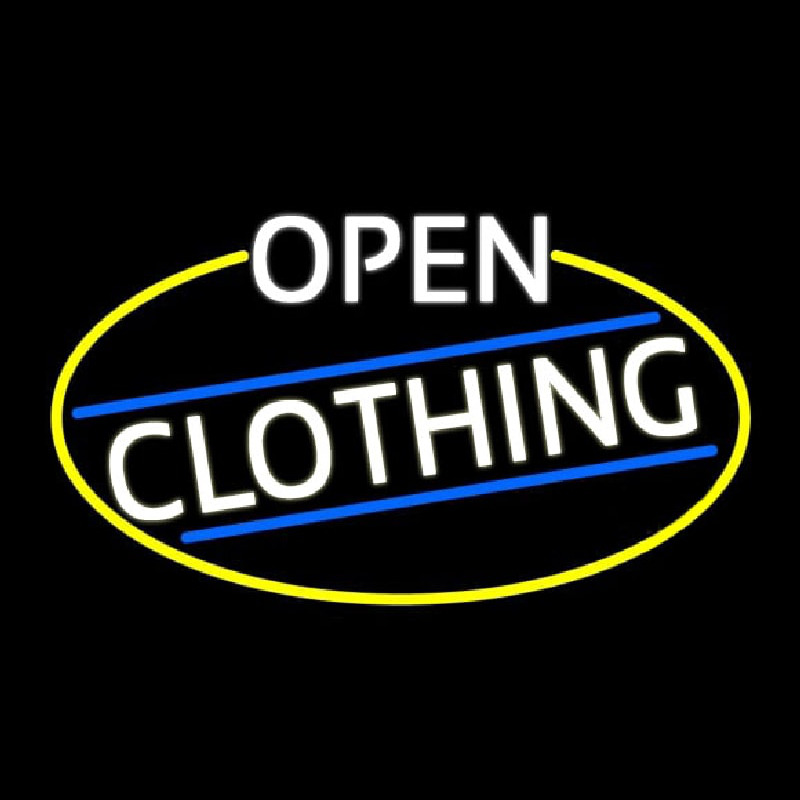 Custom White Open Clothing Oval With Yellow Border Neon Sign USA