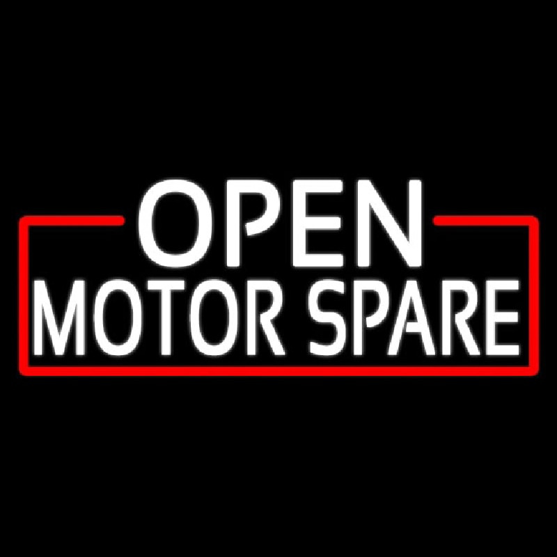 Custom White Open Motor Spare With Red Border Neon Sign USA