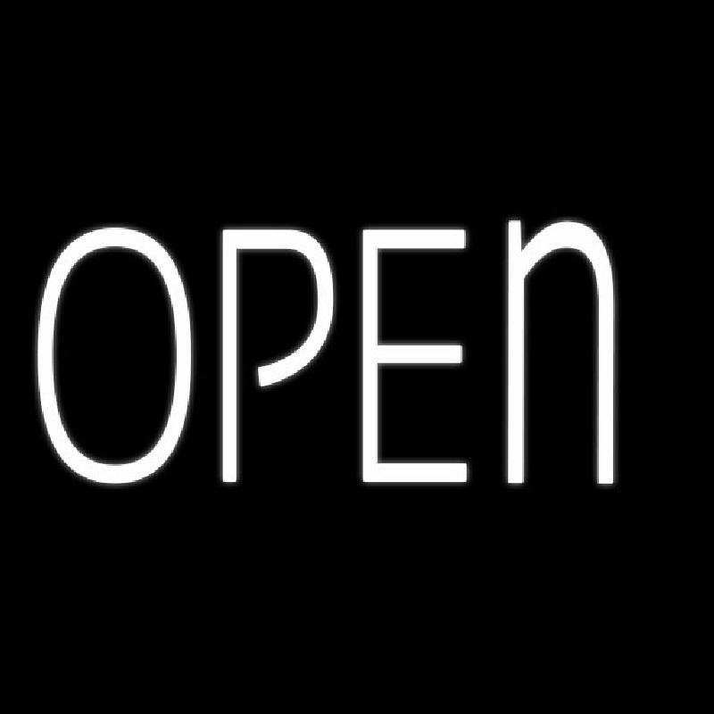 Custom White Open Neon Sign USA