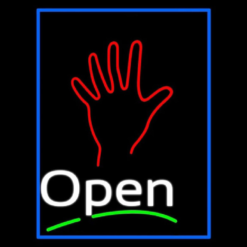 Custom White Open Psychic Blue Border Neon Sign