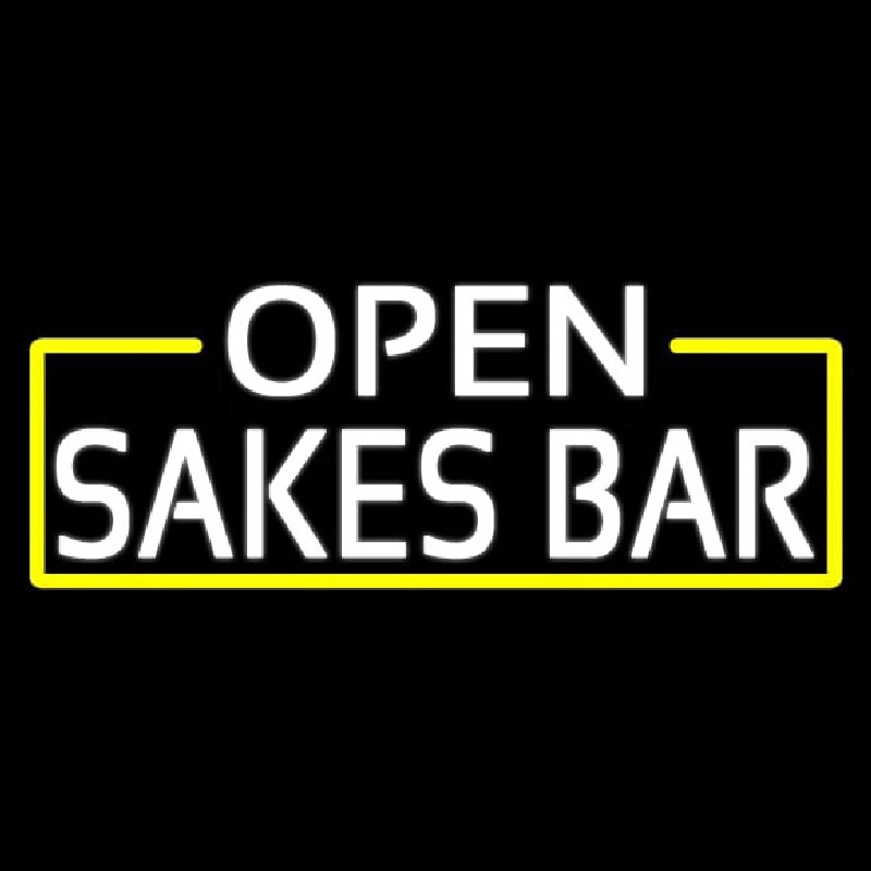 Custom White Open Sakes Bar With Blue Border Neon Sign USA