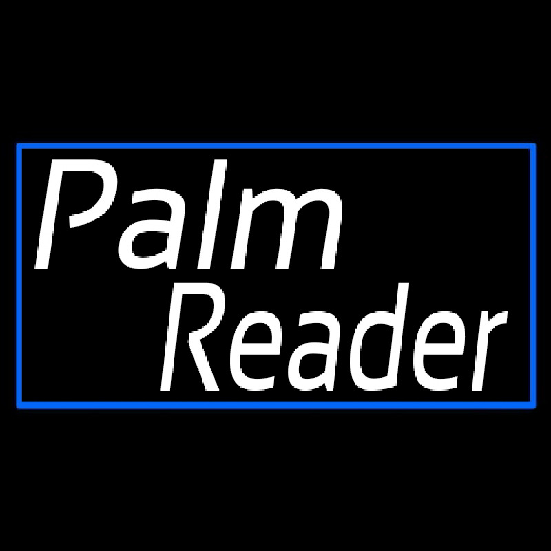 Custom White Palm Reader Blue Rectangle Neon Sign USA