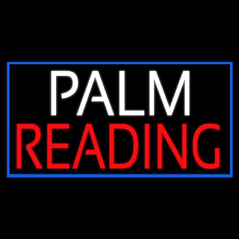 Custom White Palm Red Reading Blue Border Neon Sign USA