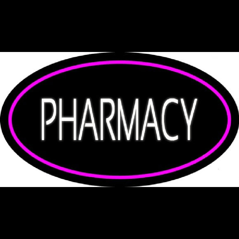 Custom White Pharmacy Pink Oval Border Neon Sign USA