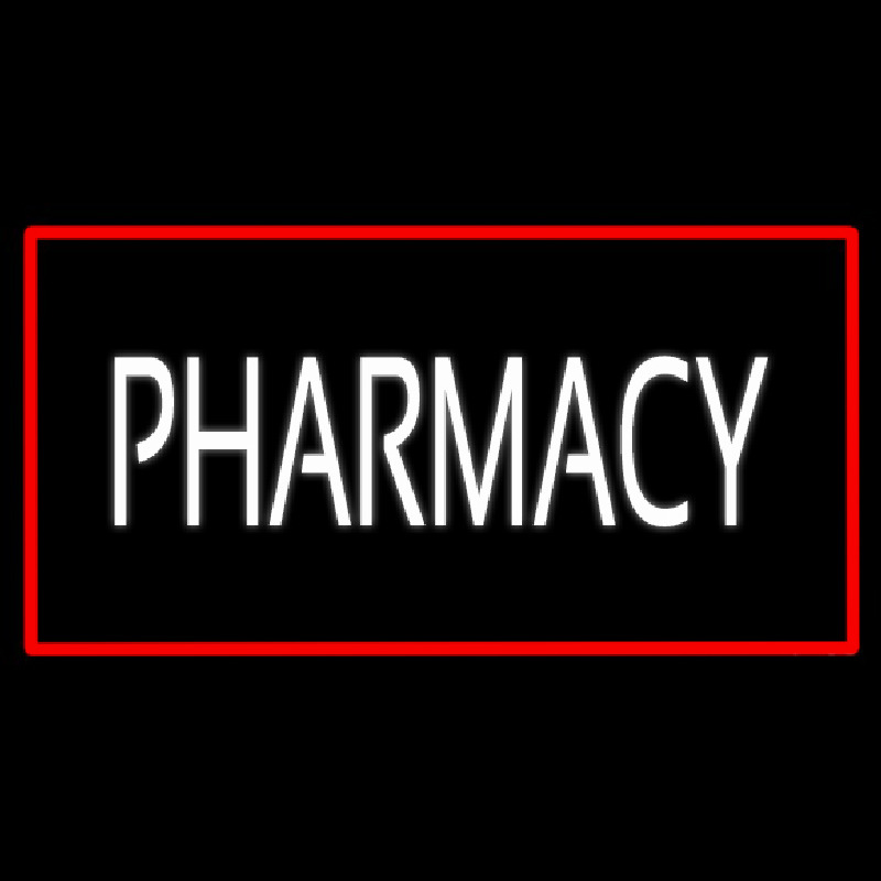 Custom White Pharmacy Red Border Neon Sign USA