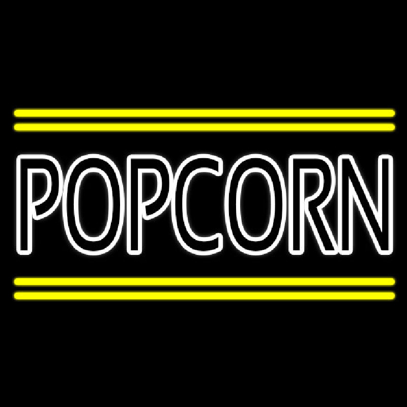 Custom White Popcorn With Yellow Line Neon Sign USA