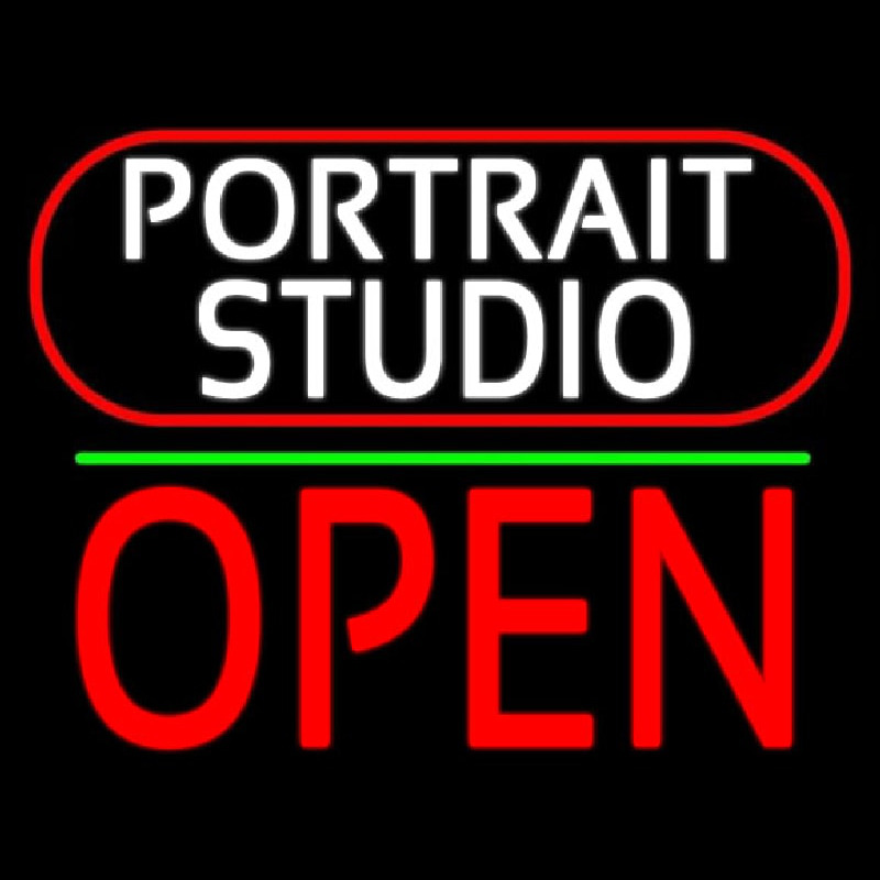 Custom White Portrait Studio Open 1 Neon Sign USA