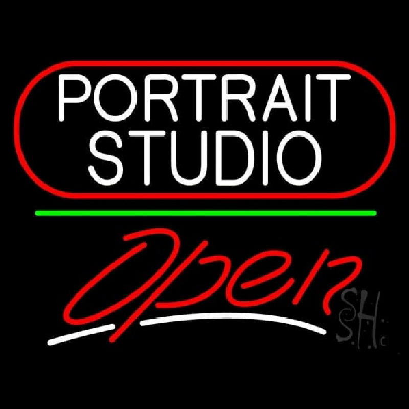 Custom White Portrait Studio Open 3 Neon Sign USA