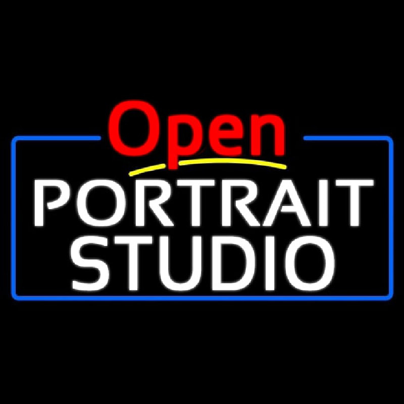 Custom White Portrait Studio Open 4 Neon Sign USA