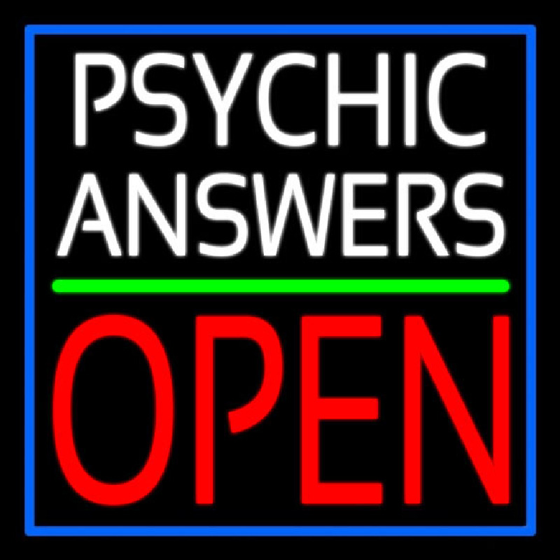 Custom White Psychic Answers Red Open Green Line Neon Sign