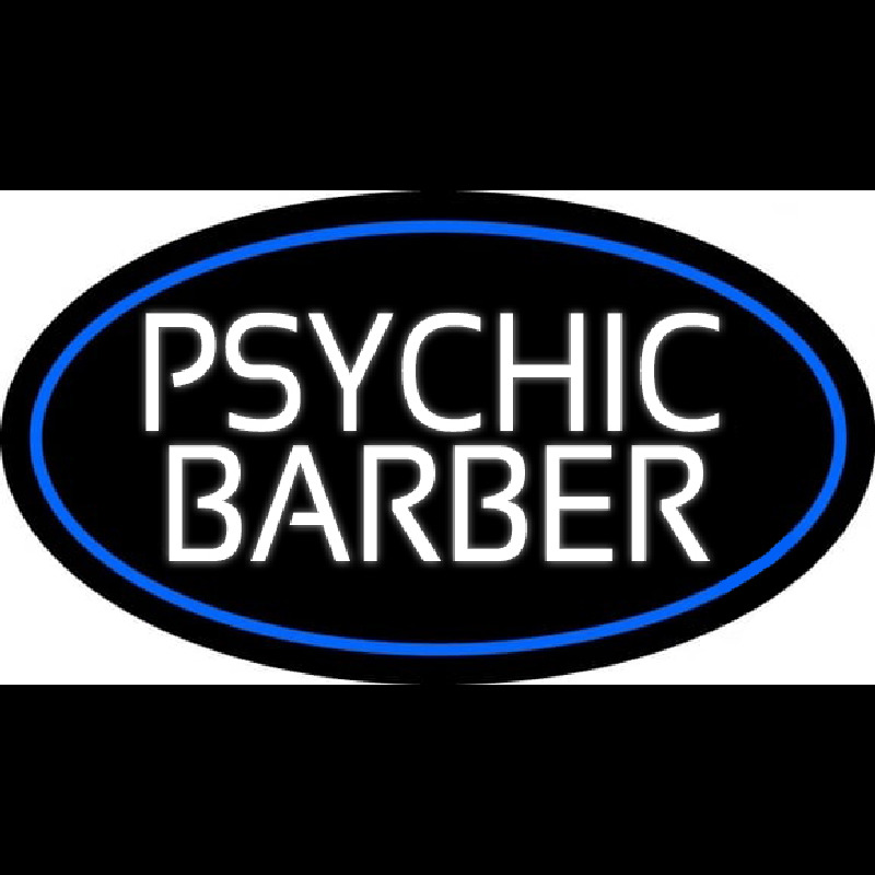 Custom White Psychic Barber With Blue Border Neon Sign USA
