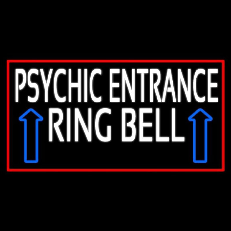 Custom White Psychic Entrance Ring Bell Red Border Neon Sign