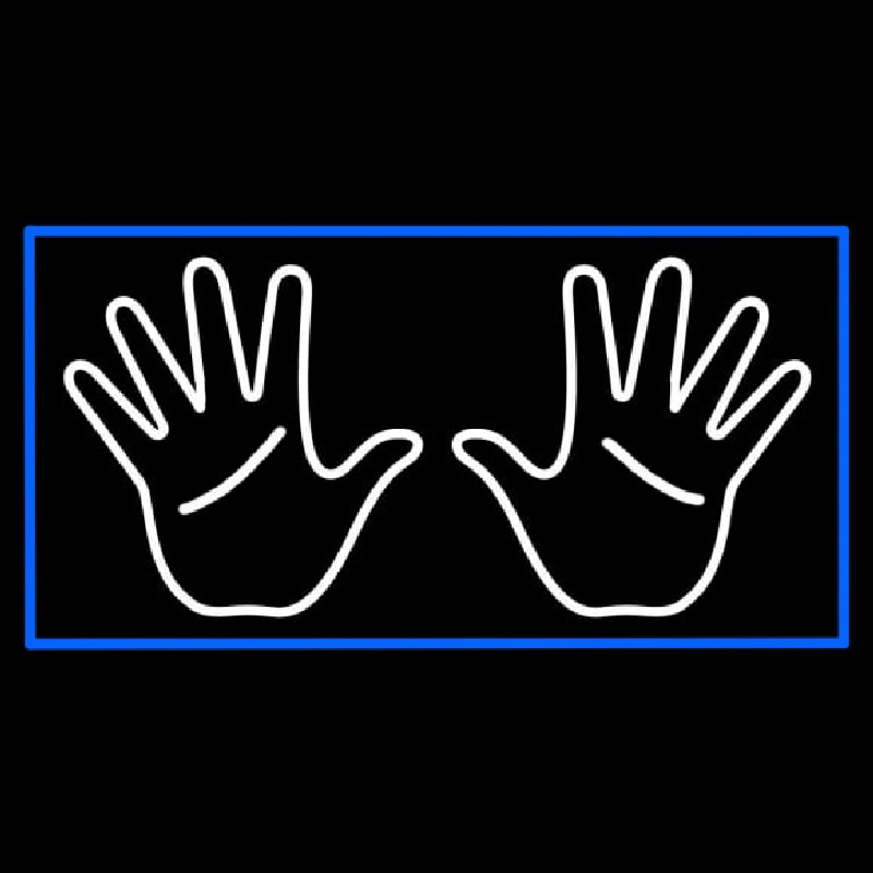 Custom White Psychic Palms Blue Border Neon Sign
