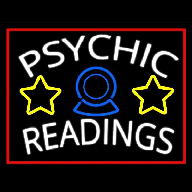 Custom White Psychic Readings Red Border Neon Sign USA