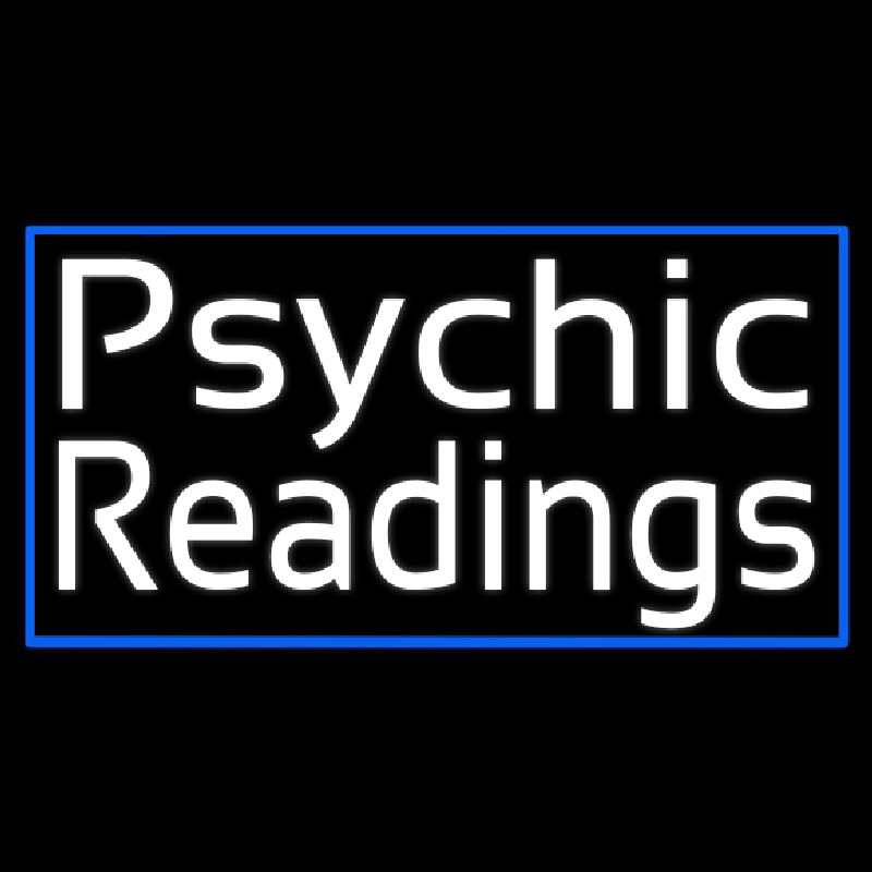 Custom White Psychic Readings With Blue Border Neon Sign