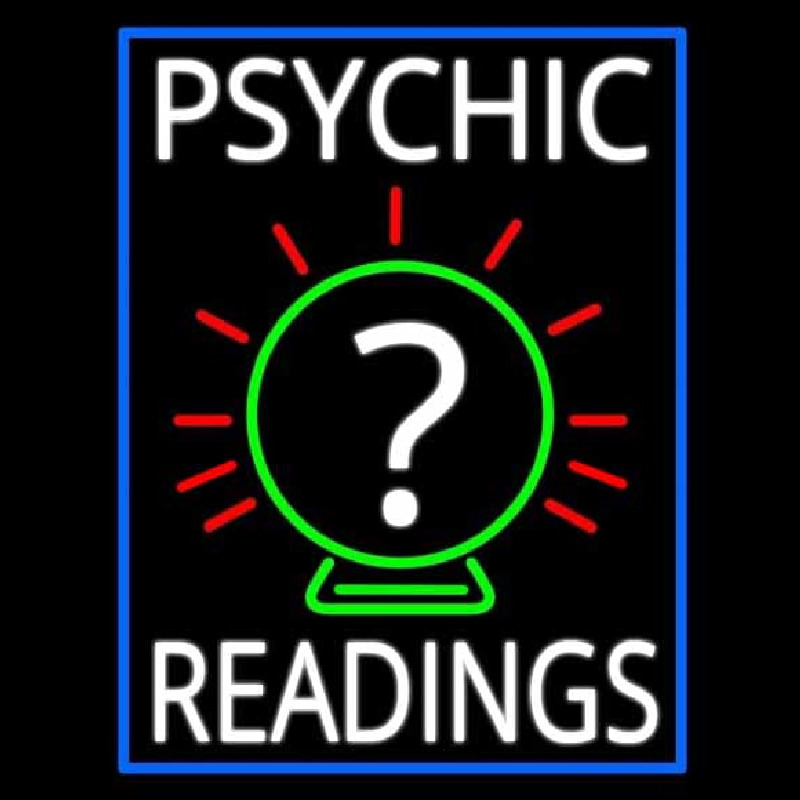 Custom White Psychic Readings With Border Neon Sign USA