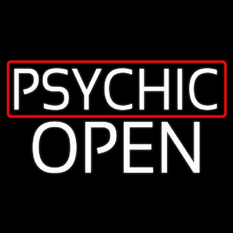 Custom White Psychic Red Border Open Neon Sign USA