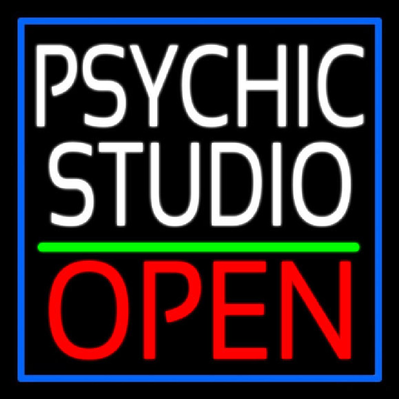 Custom White Psychic Studio Red Open Green Line Neon Sign