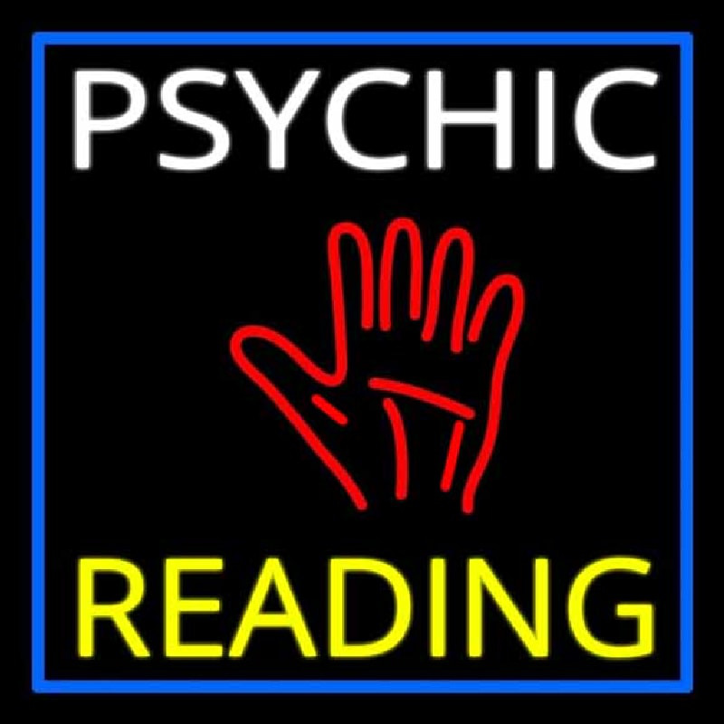 Custom White Psychic Yellow Reading Block Palm Neon Sign USA