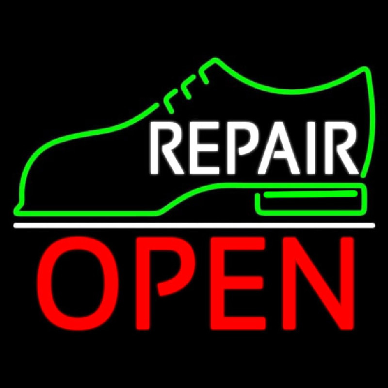 Custom White Repair Shoe Logo Open Neon Sign USA