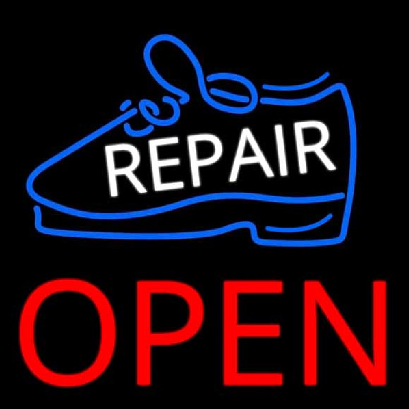 Custom White Repair Shoe Open Neon Sign USA