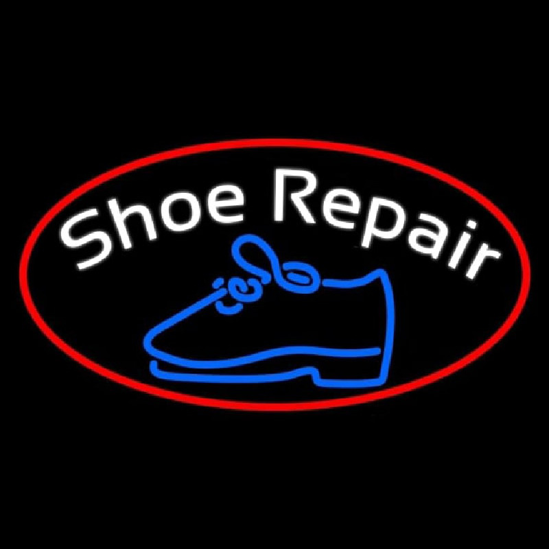 Custom White Shoe Repair With Border Neon Sign USA