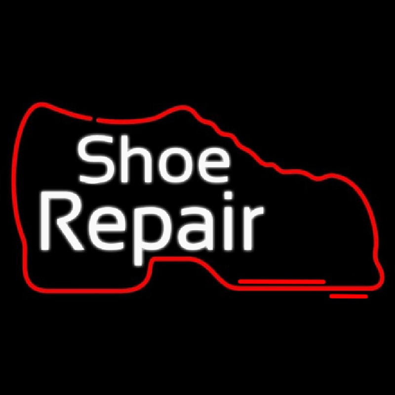 Custom White Shoe Repair With Shoe Neon Sign USA