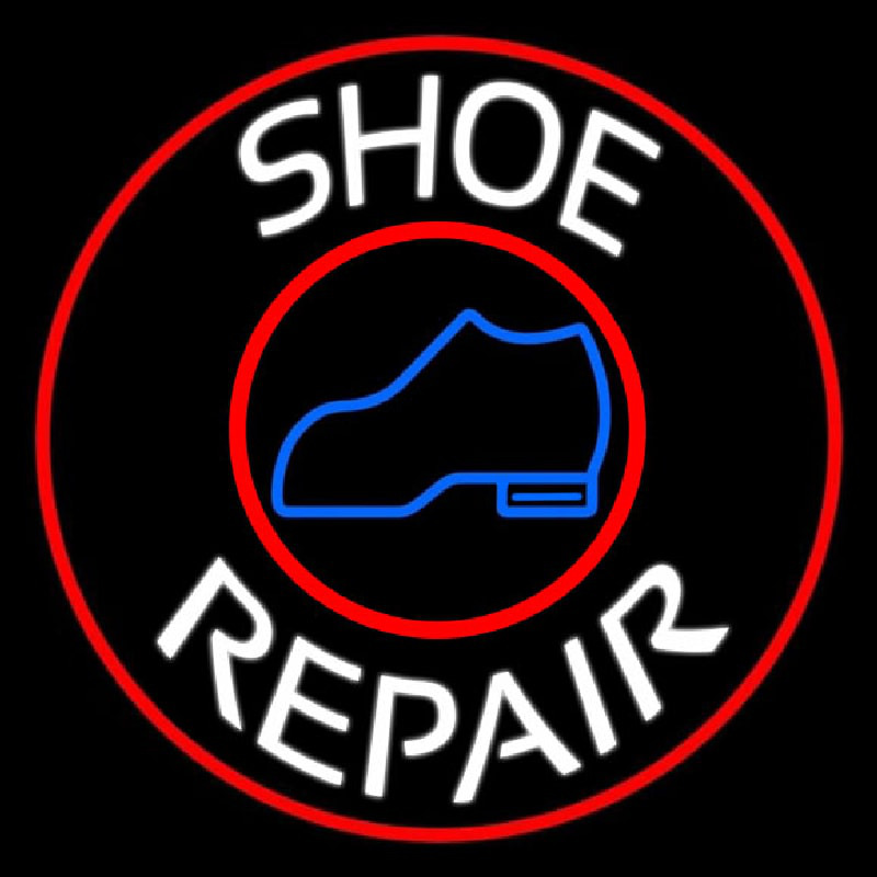 Custom White Shoe Repair Withe Red Border Neon Sign