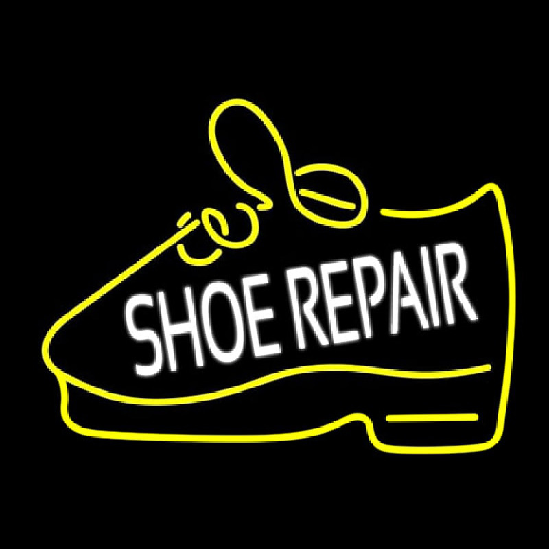 Custom White Shoe Repair Yellow Shoe Neon Sign USA