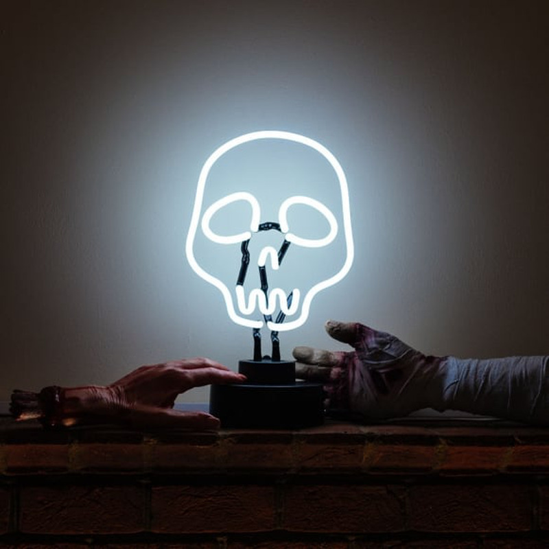 Custom White Skull Tatoo Desktop Neon Sign