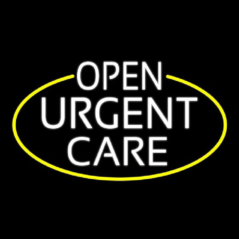 Custom White Urgent Care Oval With Yellow Border Neon Sign USA