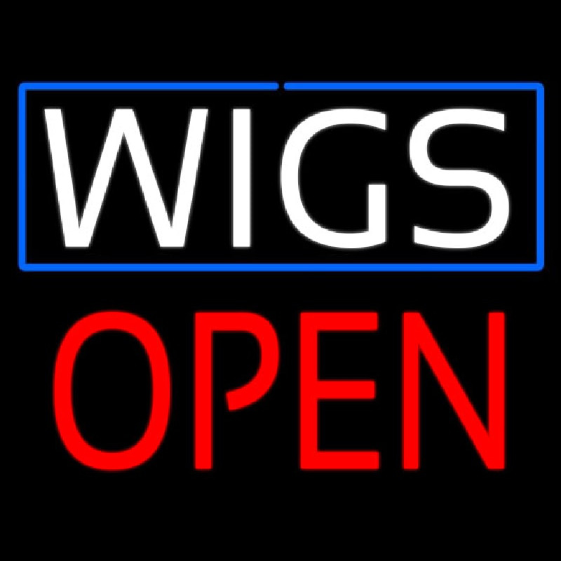 Custom White Wigs Block Red Open Neon Sign USA