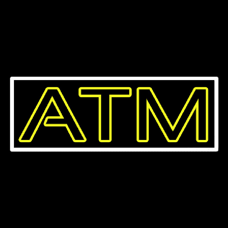 Custom Yellow Atm White Border Neon Sign USA