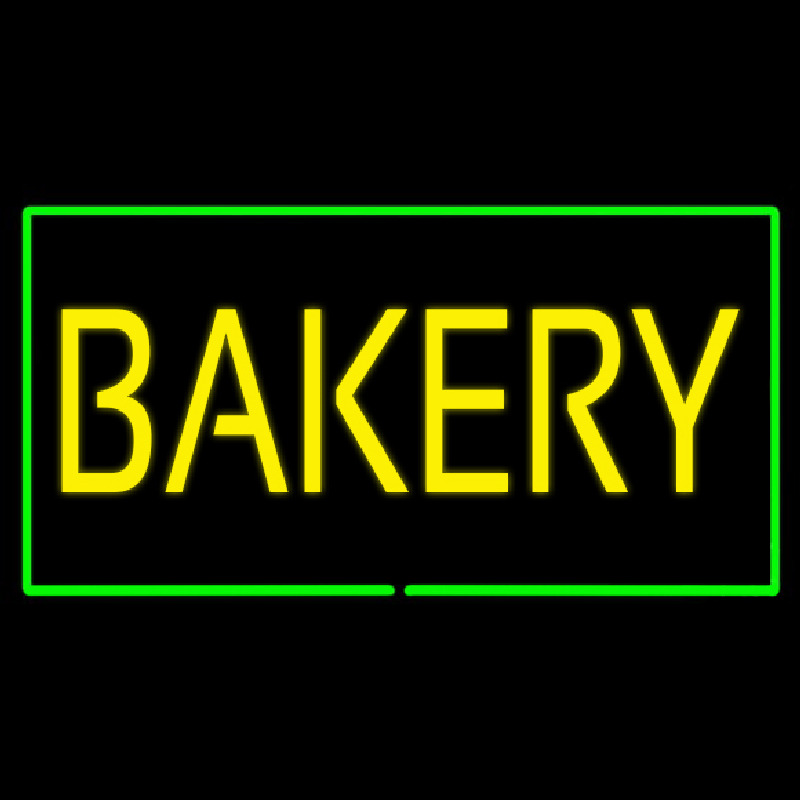 Custom Yellow Bakery Rectangle Green Neon Sign USA