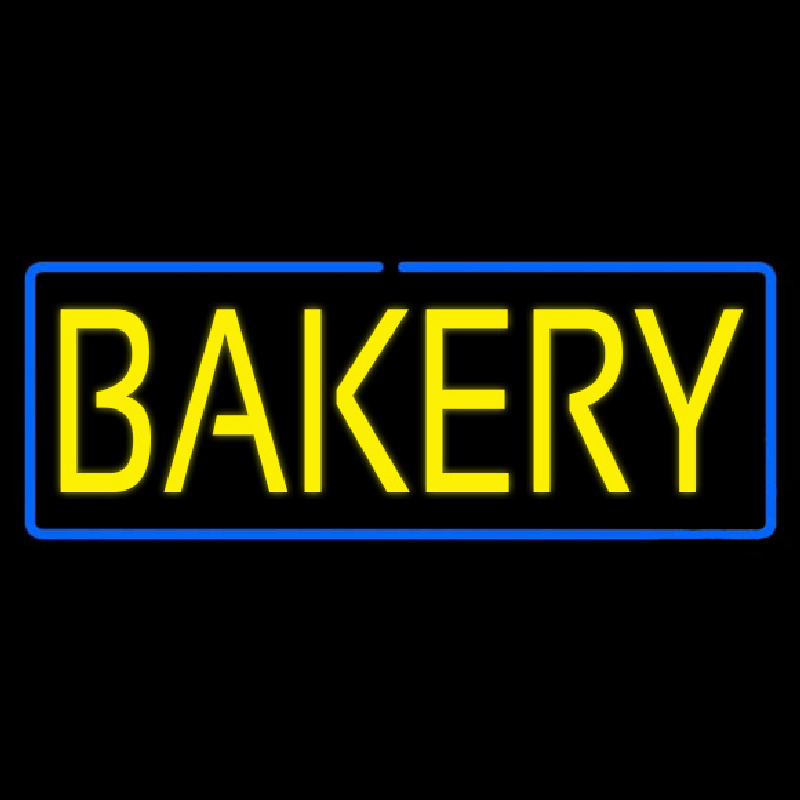 Custom Yellow Bakery With Blue Border Neon Sign USA