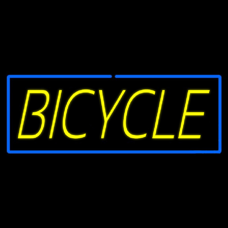 Custom Yellow Bicycle Blue Border Neon Sign USA