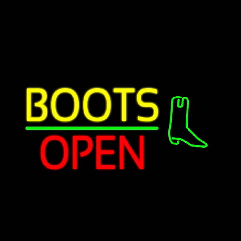 Custom Yellow Boots Open With Logo Neon Sign USA