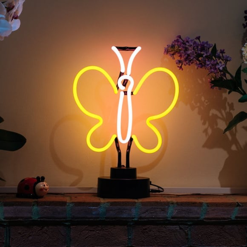 Custom Yellow Butterfly Desktop Neon Sign