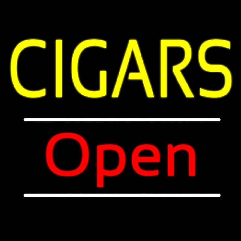 Custom Yellow Cigars Open White Line Neon Sign USA