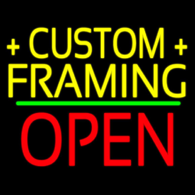 Custom Yellow Custom Framing Open 1 Neon Sign USA