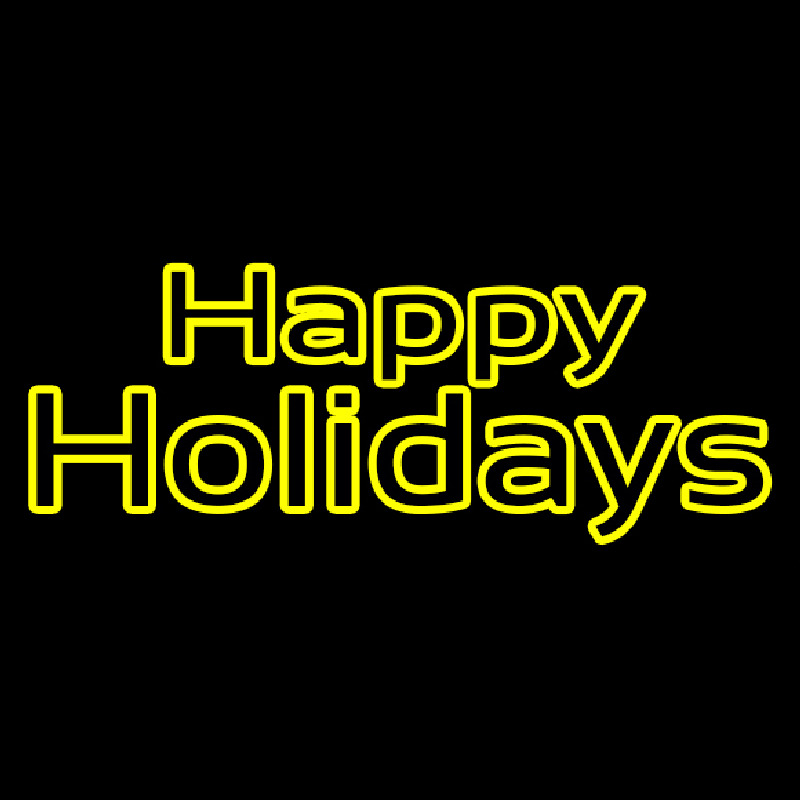 Custom Yellow Double Stroke Happy Holidays Neon Sign USA